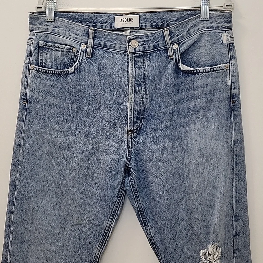 AGOLDE 100% Organic Cotton Jamie High Rise Jeans Distressed Button Fly Sz 29 - Picture 5 of 16